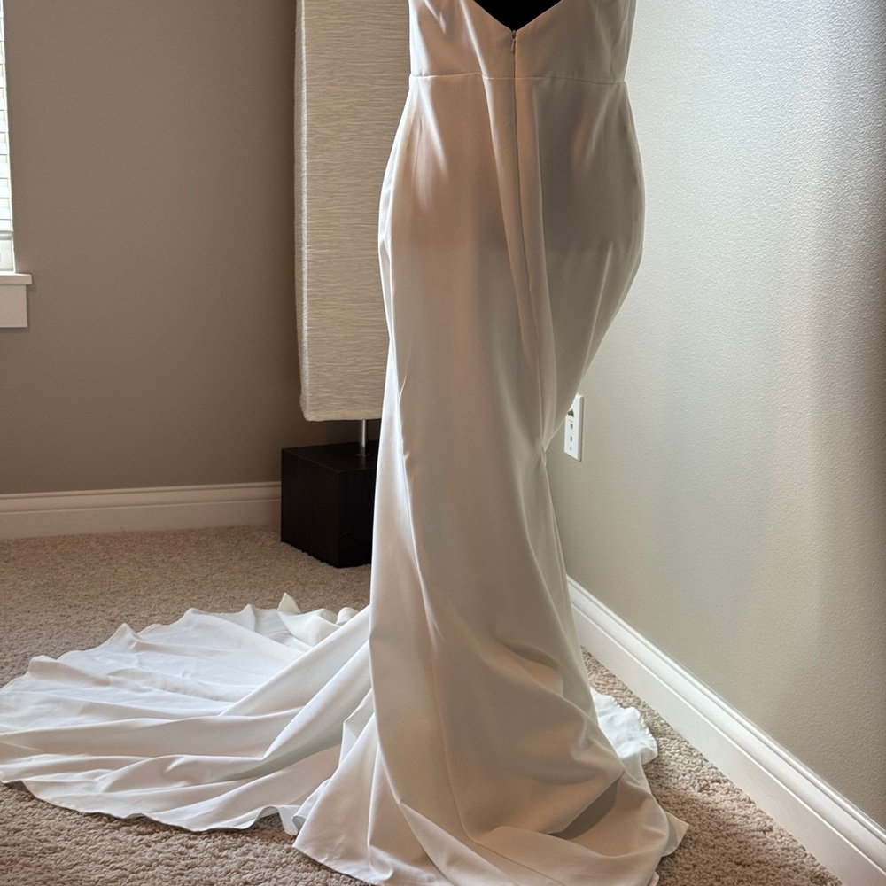 Simple Open Back Fit and Flare Wedding Dress - Picture 7 of 14